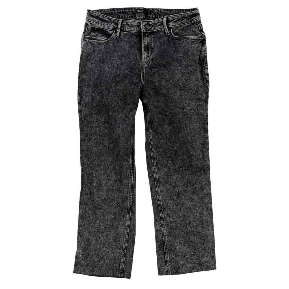 Simply Vera Vera Wang Relaxed Straight Jeans Womens 10 Gray High Rise Acid Wash